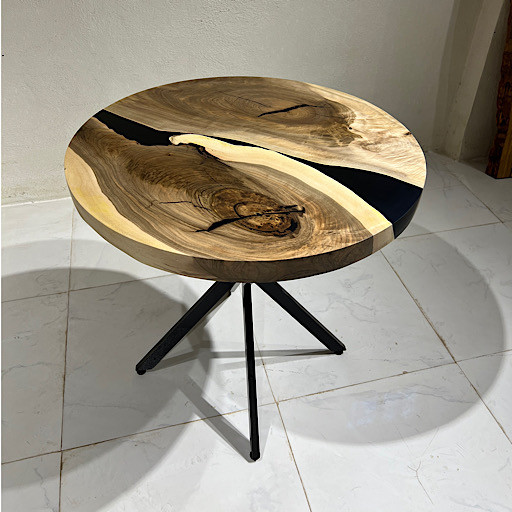 میز ناهارخوری گرد چوب و رزین